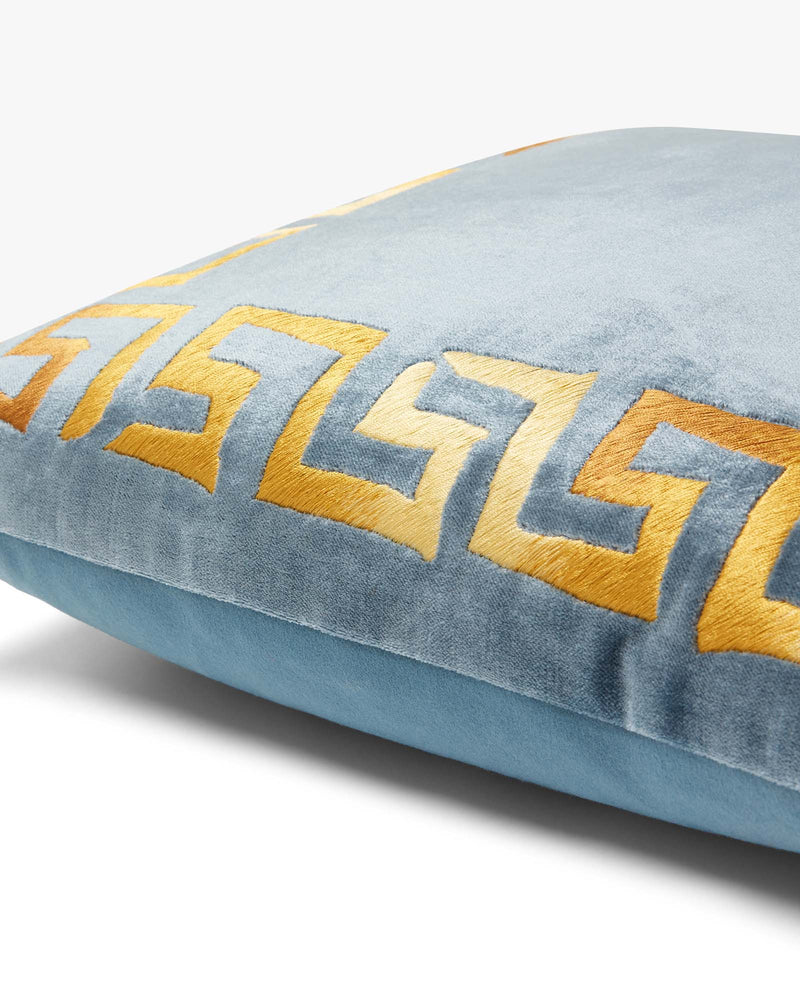Blue Cushion - Greek Key Large