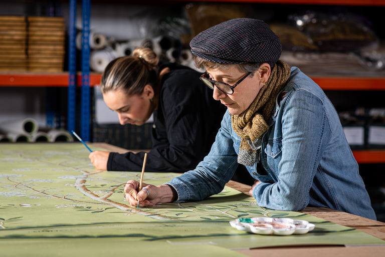 Hand-painting The Goring Wallcovering, Haines Chinoiserie